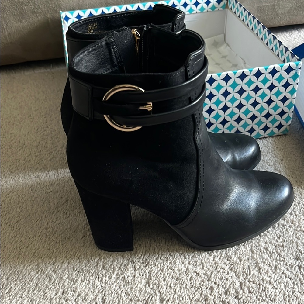 Black Ankle Boots with Buckle Detail